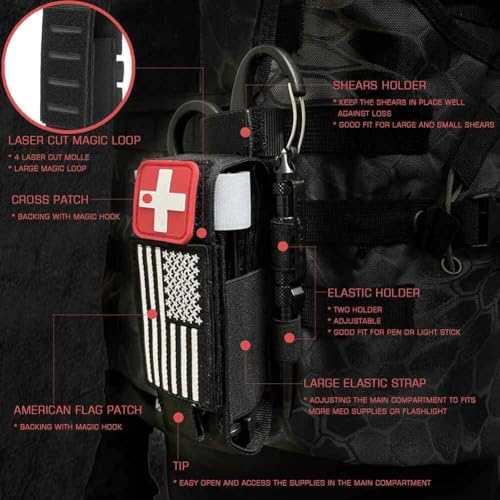 Upgrade 1000D Laser Cut Molle Tourniquet Holder, Heavy Duty Tactical Molle Tourniquet Pouch Holder - color: Pouch-Black