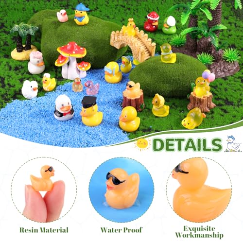 TINKRSTUFF 40PCS Mini Resin Animals Assorted Styles Cute Tiny Ducks,Miniature Duck Figures to Hide,Little Animal Bulk for Topper Desk Garden Dollhouse Landscape Aquarium Ornaments DIY Crafts & Decor - color: Various Ducks-40pcs