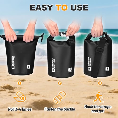 Waterproof Dry Bag, 5L/10L/20L/30L/40L Roll Top Lightweight Storage Backpack with Phone Case for Women & Men, Floating Waterproof Sack for Travel, Swimming, Kayaking, Paddle Board, Camping & Beach - color: BLACK, size: 30L