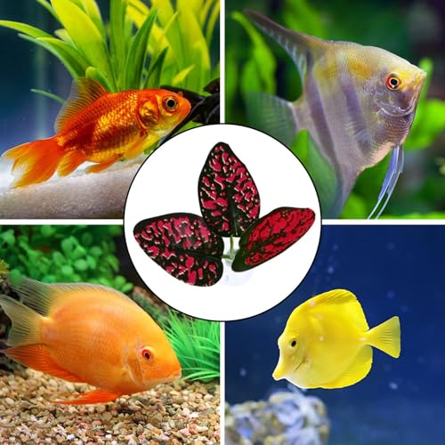 SUPVOX 4pcs Betta Fish Spawning Base Leaf Pads Artificial Aquarium Landscape Leaves Red Simulation Decoration for Fish Tank Habitat
