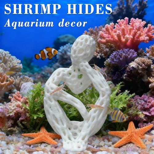 LIYAOLI Shrimp Hide Cave for Aquarium Sculpture Decor- Modern Shrimp Hiding Spots for Tank,3D Printed White Fish Tank Accessories Decorations, Safe Shelter for Shrimps/Betta/Turtles (White) - color: White