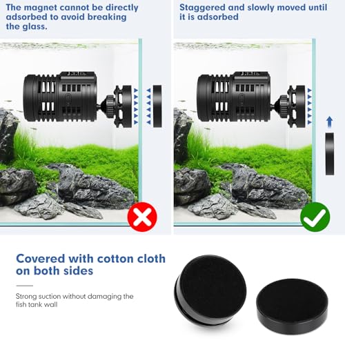 hygger 1850GPH Aquarium Wave Maker Pump with Strong Magnetic Suction Base, Ultra-quiet 360 Degree Rotating Submersible Power Head,for 60-130 Gal Freshwater Saltwater Tank - size: M-10W For 50-100Gal Tank