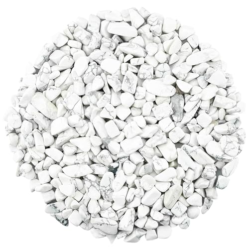 ZHIYUXI Howlite 1lb Crystal Chips Bulk Fish Tank Decorations Aquarium Rocks Gravel Vase Filler Stones Crystals for Candle Making Witch Kit Gravel for Plants Quartz Sand Gemstone Terrarium Supplies - color: Q# Howlite, size: 1lb