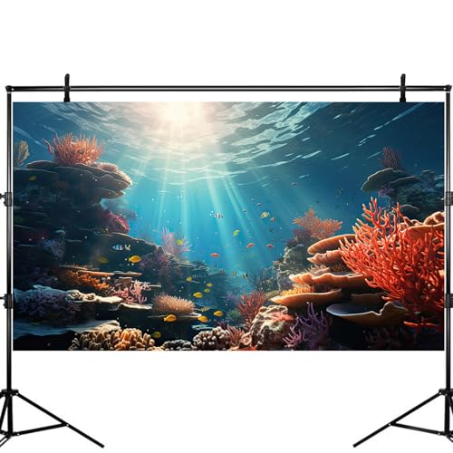 Ocean Fish Tank Background Under The Sea Coral Reef Aquarium Background Underwater Aquatic Plants Sunray Terrarium Backgrounds Deep Sea Floor Tropical Fish Tank Aquarium Backgrounds Decors 24x12in - color: Reef Orange, size: 24(W)x12(H)inches/ 60(W)*30cm(