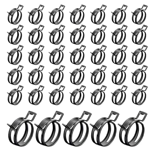 Wevdn 40PCS 3/8" ID Spring Band Type Clamps, 10mm Manganese Steel Fuel Line Pipe Spring Hose Clip, Low Pressure Air Clip Vacuum Hose Water Pipe Silicone Tube Clamps Fasteners - color: 10mm, size: 40PCS