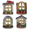 Veemoon 4 Pcs Fairy Garden Accessories Windows and Door Set, Synthetic Resin 2.36x1.97x0.79 Inch Aquarium Decor, Fish Tank Micro Landscape Flower Pot Home Office