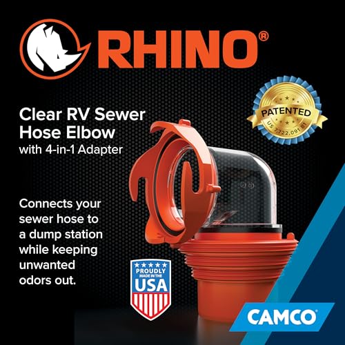 Camco RhinoFlex Clear RV Sewer Hose Elbow with 4-in-1 Adapter,Features a 360-Degree Fitting Rotation and Built-in Gasket for Odor-Tight Protection-Fits 4 Sizes of Dump StationInlets(39736),(Pack of 4) - size: One Size (Pack of 4)