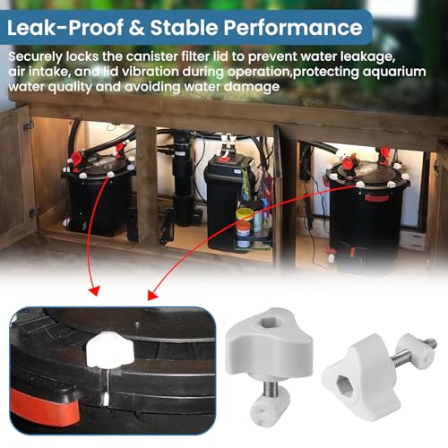6 Set Lid Fastener Compatible with Fluval FX6/FX4/FX2 Heavy Duty Replacement Canister Filter Fasteners, Durable Replacement Clips Easy Snap-On Installation Leak-Proof