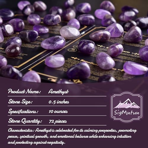Polished Amethyst Crystals - 0.5" 10 oz Handpicked Natural Tumbled Gemstones Rocks, Pebbles for Reiki, Chakra, Healing Home Decor - color: Amethyst, size: 0.5"
