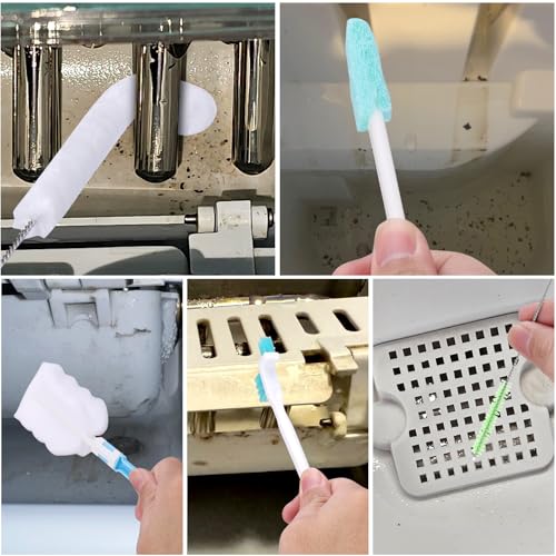 Palksky Ice Machine Cleaner Brush Sets, 10PCS Ice Maker Cleaning Tools - 9Pcs Nylon Bristles with 1Pcs Cleaning Sponge - color: B