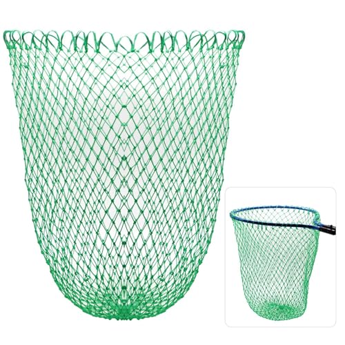 Dovesun Fishing Net Fish Landing Net Foldable Fishing Replacement Net for Freshwater Saltwater Fishing Net Replacement Netting Green/Black 2 Colors Handle/Frame Not Included - color: Green, size: 15.75" dia-19.68" depth(49.45" Circumference)