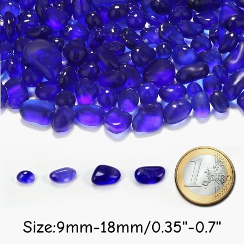 YATOJUZI Aquarium Gravel Fish Tank Rocks 0.85lb Sea Glass Stones for Crafts Decorative Frosted Glass Pebbles for Aquarium Fish Tank Vase Filler DIY Home Decor (Cobalt Blue) - color: Cobalt Blue