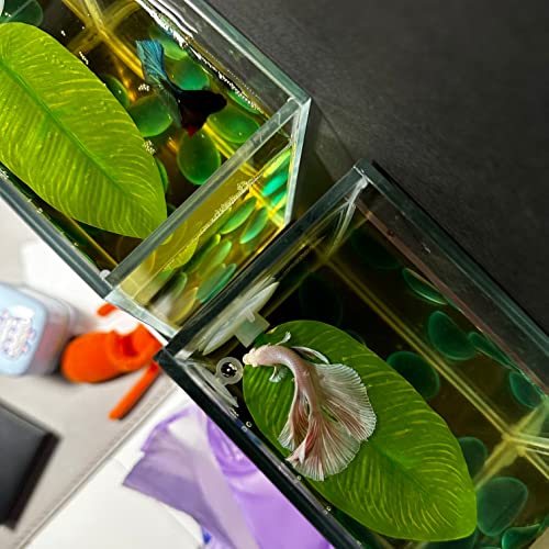 DOBA No Wire Betta Bed Leaf Hammock, Silk Betta Fish Leaf Hammocks Pad Lounger Toys Lightweight and Realistic Fish Hideout Plastic Aquarium Plants Accessories for Fish Tank Decorations (1pcs), Green