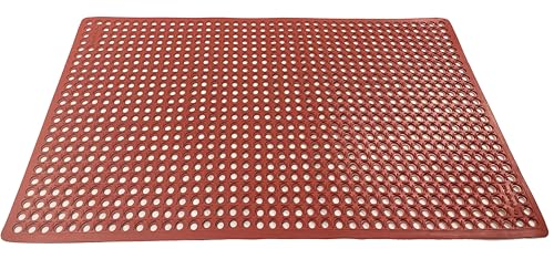 Rhino Mats K-Series Commercial Drain Mat (Terra Cotta) – 3' x 5' x 0.5” Anti-Fatigue Rubber Floor Mat for Kitchens, Bars, Pool, Gym | Non-Slip Molded Rubber Mat with Posi-Trac Underside - size: 3' x 5' x 0.5" Terra Cotta