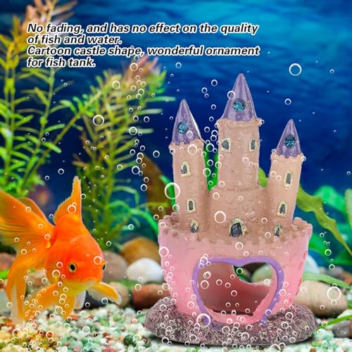 Resin Cartoon Castle Shape Ornaments Landscape Decoration for Aquarium Fish Reptiles Tank Made of Quality Resin Material Durable and Safe for Fish Tank Aquarium Reptile Box