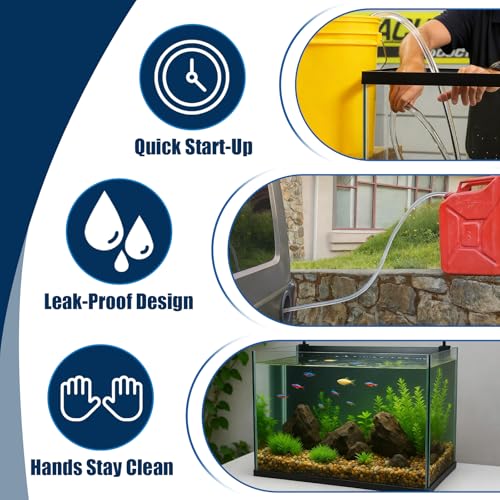 Wadoy Self-Priming Siphon Hose Pump Kit - 6FT 1/2" Valve Liquid Transfer Hose for Gas, Oil, Water, Aquarium, Fuel - Food Grade Silicone Tubing, Universal Fit for Jugs, Barrels, Tanks(2 Pack)