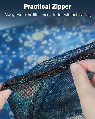 Pawfly 8 Pack Aquarium Filter Media Bags, Fine Mesh Filter Bag with Plastic Zipper Aquarium Media Bag for Activated Carbon, Bio Filter Balls and Filter Stones (15" x 10") - size: 15" x 10"