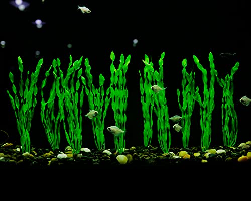 MyLifeUNIT Artificial Seaweed Water Plants for Aquarium, Plastic Fish Tank Plant Decorations 10 PCS (12 Inches Tall, Green) - color: Green