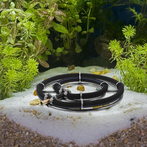 NUOBESTY Aquarium Air Diffuser Stainless Steel Air Stone - Pond Bubble Panel Fish Tank Bubbler Aeration Equipment Bubble Ring Pump Stone for Hydroponics 25CM