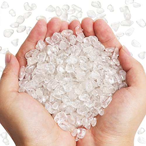 QICQDRAM Polished Gem Stones Rocks Crystals 0.9 Lb/405g Natural Tumbled Stones Clear Quartz Crystal Chips Bulk for Healing Crystals & Fish Tank Rocks Gravel, Vase Filler, Plants Decor - color: Clear Quartz