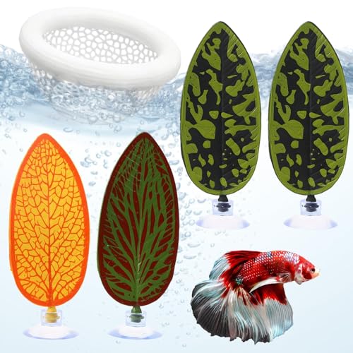 5PCS Betta Hammock Set, Beta Fish Tank Decor for Resting and Hiding, Betta Tank Accessories with Suction Cups