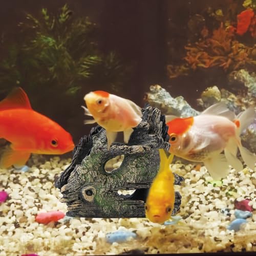 Joyzan Aquarium Tree Trunk, Hollow Landscape Stump Wood House Driftwood Resin Ornament Hideout Hideaway Caves Log Rock Craft Fish Tank Hole Stone Betta Cichlid Turtles Small Lizards Reptiles Amphibian - size: Type 3
