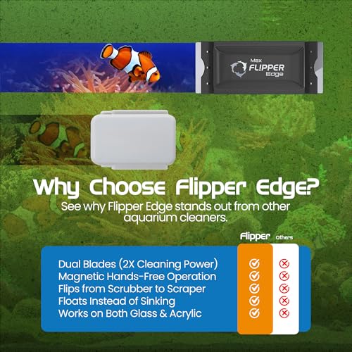 Flipper Edge 2-in-1 Scrubber Scraper Floating Magnetic Fish Tank Aquarium Cleaner with Dual Blades - Efficient Glass & Acrylic Aquarium Cleaning Tools (MAX) - color: Black, style: MAX - For Tanks Up to 1 Inch (24mm) Thickness
