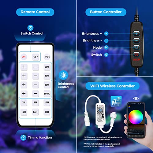 Lominie LED Aquarium Light Saltwater Aquarium Lamp 30W Full Spectrum with Remote Dimmable Nano Coral Reef Light for Fish Tank with Bracket - color: P30 saltwater