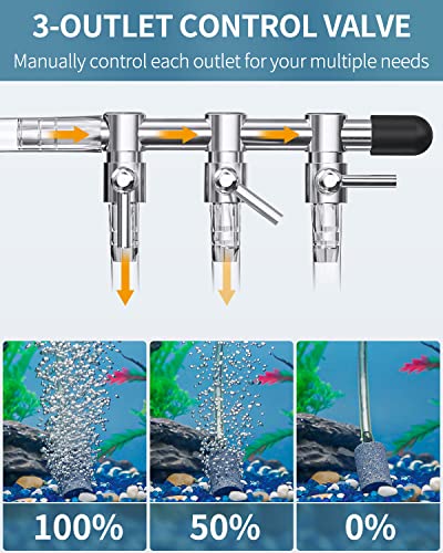 Pawfly 3-Way Aquarium Air Flow Control Lever Valve Manifold for Air Pumps Fish Tank Multi-Port Distributor Splitter with 3 Non-Return Check Valves and 4 Suction Cup Clips - color: 3-Way