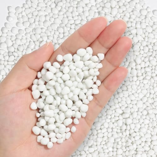 T4U Tumbled Chips Stones Crushed White Gravels 1 LB, Irregular Shaped Natural Rock Pebbles, DIY Polished Rocks for Potted Plant,Bonsai,Vase Fillers Aquarium Decoration, Aquarium Gravel Rocks - color: White, size: 1 LB