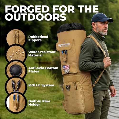 Tough Outfitters Fishing Rod Case - Fishing Pole Case for Travel & Storage - Pole Carrier Bag with Adjustable Shoulder Strap