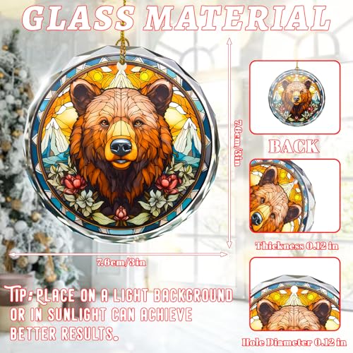 Brown Bear Stained Glass Ornament - Christmas Tree Decoration, Gift Exchange Present Idea - color: Brown Bear