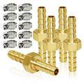 Joywayus 1/4" 6mm ID Hose Barb Hex Union Fitting Intersection/Split Brass Water/Fuel/Air with 10 Stainless Steel Clamps(Pack of 5) - size: 0.25 Inch, style: 5PCS