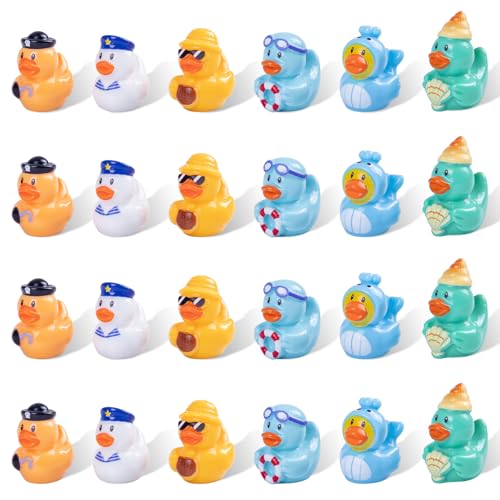 60PCS Mini Ocean Resin Duck Tiny Sea Duck Figurines Marine Miniature Plastic Animals Aquarium Ornaments Decorations for DIY Fish Tank Potted Micro Fairy Garden Dollhouse（6 Styles） - style: The Sea Duck 60PC