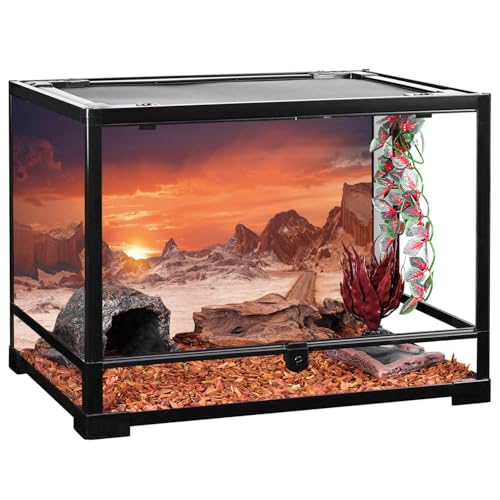 AWERT 30x18 inches Sun and Desert Terrarium Background Orange Reptile Habitat Background Durable Polyester Background - size: 30x18in/75x45cm