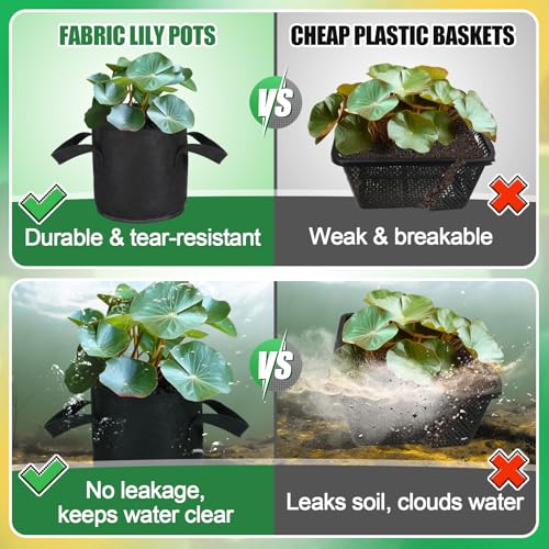 Aulock 8-Pack Lily Grow Bags for Pond - Durable Nonwoven Fabric Plant Pots with Handles, Aquatic Pond Planter for Aquatic Plants Water Lily, Black, (8''x 8''- 1.8 Gallons) - size: 8''x8''- 1.8 Gal