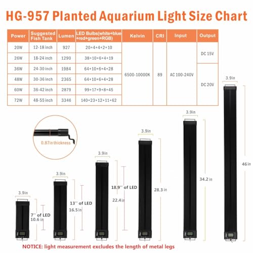 hygger Auto On Off LED Aquarium Light 24-30 Inches Dimmable 7 Colors Full Spectrum Fish Tank Light Fixture for Freshwater Planted Tank Build in Timer Daylight Moonlight & DIY Mode - size: 24"-30"