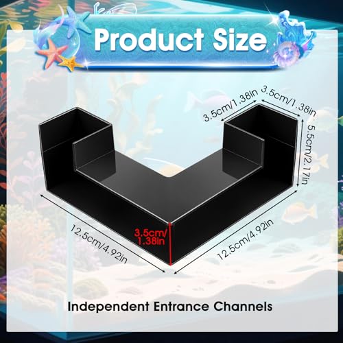 Black Aquarium Cave- Dual-Entrance Fish Tank Tunnel for Aquarium Shrimp & Fish Hideout Underground Tunnel