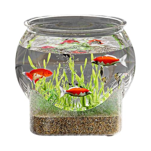 Fish Bowl P-lastic, Clear Round Shatterproof Desktop Aquarium Betta Fish Bowl for Centerpiece Home Decor - size: 22.3x22.3x19.5cm