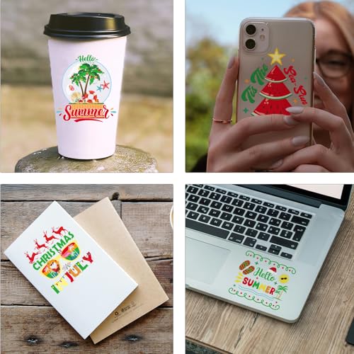 Christmas in July UV DTF Stickers - 20 Sheets Hello Summer Beach Surfing UV DTF Cup Wraps for 16 20 oz Glass Water Bottle, Elk Gnome Transfer Stickers DIY Coffee Mug Craft Decals Decor Gift for Women - style: Christmas