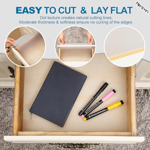 Hersvin Shelf Liners, 17.5 in x 16.4 ft Kitchen Drawer Mats, Non-Adhesive EVA Cupboard Protector, Cabinet Lining (Clear Dot) - color: Clear Dot, size: 17.5"W x 197"L
