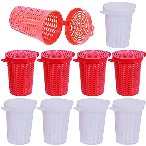 10 Pack Fishing Bait Cage Trap Feeder Holder Box Large Size Baits Case Barrel Fish Lure Plastic Basket Fishing Tackle Kit Gear Tool for Fish Shrimp Earthworm Crab Catfish Cast Net