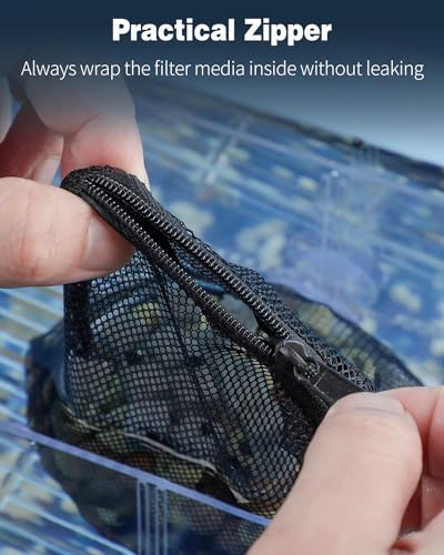 Pawfly 8 Pack Aquarium Filter Media Bags, Fish Tank Fine Mesh Bag with Plastic Zipper Aquarium Mesh Bag for Activated Carbon, Bio Filter Balls, Filter Stones, Ceramic Rings (8" x 5.5") - size: 8" x 5.5"