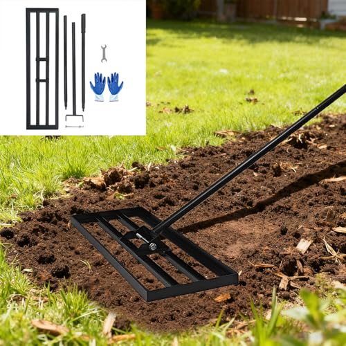 30"x10" Lawn Leveling Rake - High Carbon Steel Yard Lawn Leveler Tool with Adjustable Long Handle | Multi-Surface Levelawn Tool for Soil, Grass, Golf Course, Garden & Farm Care - style: 30"x10"