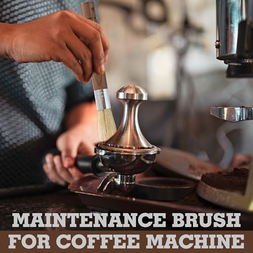 Takavu Coffee Grinder Cleaning Brush, Barista Brush with Stiff White Boar Bristle, Espresso Machine Cleaner Tool, Brista Dusting Accessories Used on Group Heads Shower Screen Portafilter Scoop Tamper - color: White Boar Bristle