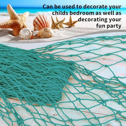 ZUEXT Aqua Decorative Fishing Net 5x10 ft, 3 Pack Large Picture Fish Net, Wall Photo Hanging Fishnet Decor for Nautical Mermaid Pirate Ocean Themed Hawaii Beach Under the Sea Party Decorations - color: Aqua, size: 5 ft x 10 ft - 3 Pack