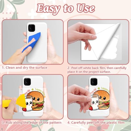 Peacoblue 18 Sheets Rub on Transfers for Crafts, Cute Breakfast Food 3.6"x3.9" UV DTF Cup Wraps Waterproof Cold Transfers Stickers for Wood Glass Metal Cup Tumblers Mirrors Mugs Home Decor - style: Cute Breakfast Food