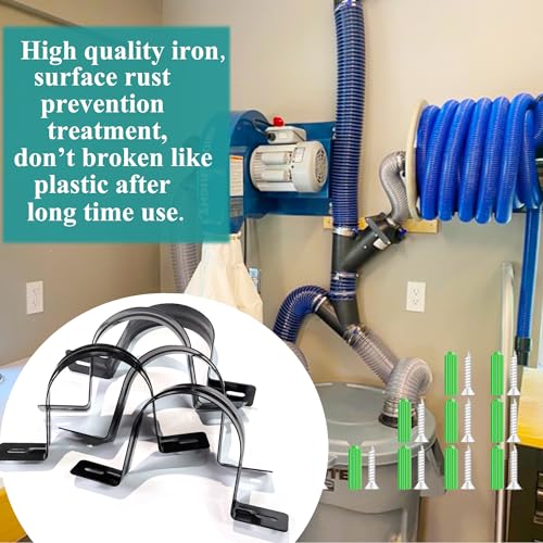 Dust Collection Hose and Pipe Holder Adjustable Hangers Bracket, Don’t Broken Like Plastic After Long Time, Durable Spray Iron, 5 PCS (Black, 4 Inch) - color: Black, size: 4 Inch