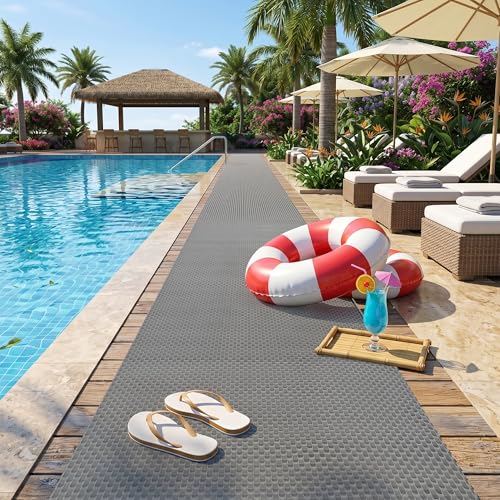 3x16.4ft PVC Drainage Floor Mat Pool Mat Non Slip Commercial Rubber Floor Mat Hollow Splash Matting Mesh Roll Wet Area Safety Mat for Outdoor Indoor Bathroom Garage Restaurant Kitchen Hallway - size: 3x16.4ft