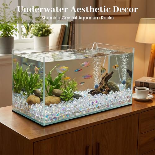 FUTUREPLUSX 180PCS Iridescent Fake Ice Rocks – Clear Acrylic Fake Ice & Plastic Gems for Vases, Table Scatter & Gems/Jewels for Crafts, Wedding Centerpieces, Fish Tank & Home Decor